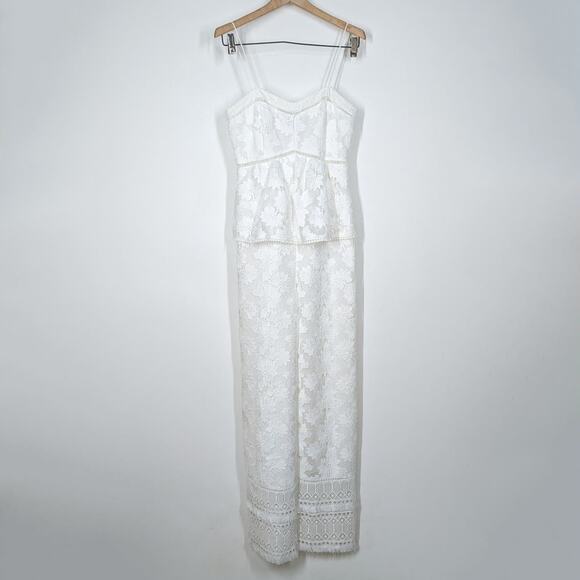 Rachel Zoe Margo Floral Lace Jumpsuit Sleeveless White Ecru Size 2 Preowned - Picture 4 of 12